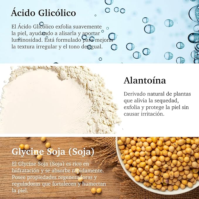Purifect Glycolic Acid Exfoliating & Glowing Facial Serum - Smoothing Skin Support with Vitamin E, Allantoin & Glycine Soja (Soybean), Visibly Improves Texture, Hydrates & Softens Skin - 1 fl oz