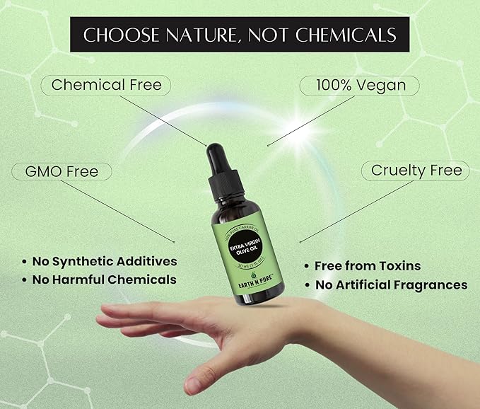 Earth N Pure Extra Virgin Olive Oil (Jaitun Oil) Cold Pressed, Natural, Therapeutic Grade 30 ml