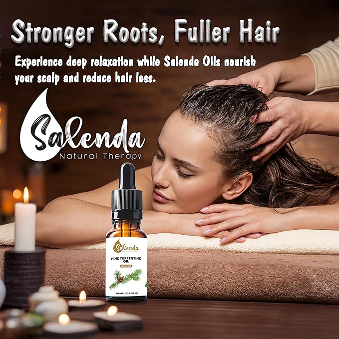 Pine Turpentine Oil by Salenda, Turpentine Oil for Diffuser, Skin & Hair Care, Trementina de Pino, Aromatherapy, 100% Pure & Natural, 1.69 fl oz (50 ml)