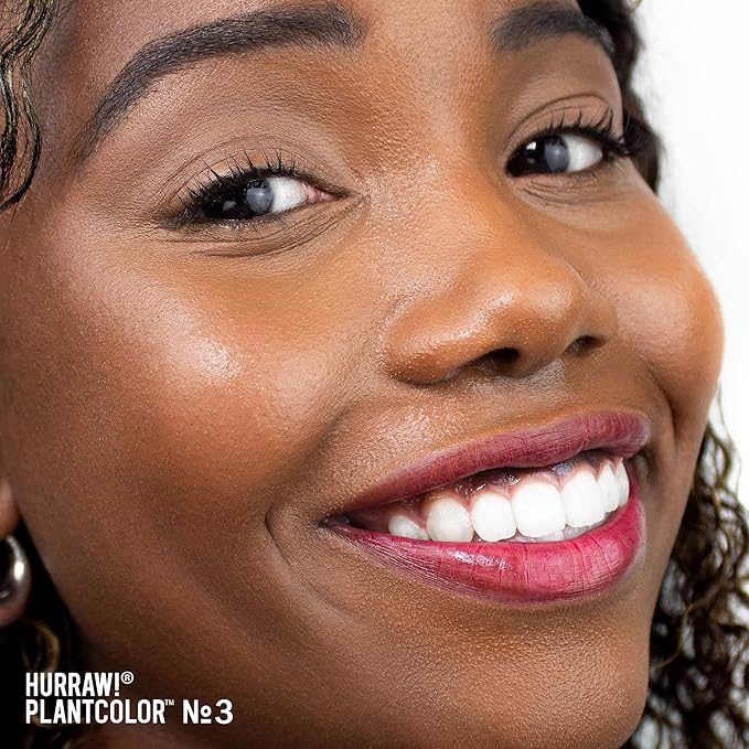 Hurraw! Plantcolor Lip Color No. 3: Pink/Purple shade. Highly pigmented tinted balm and lipstick alternative. Vegan and all-natural. Easy application. Buildable. First of its kind. Made in USA