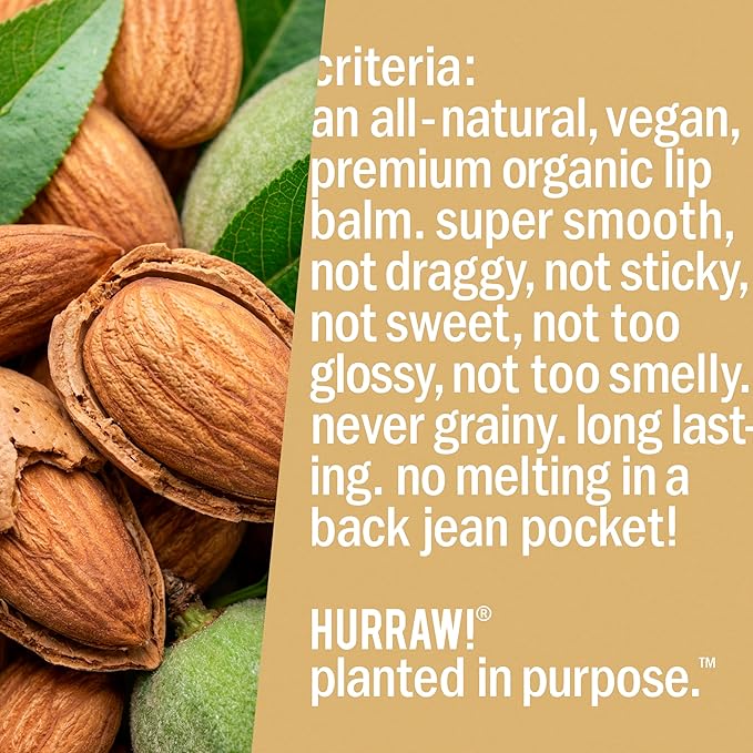 Hurraw! Almond, Coconut, Licorice Lip Balms, 3 Pack Bundle: Organic, Certified Vegan, Cruelty and Gluten Free. Non-GMO, 100% Natural. Bee, Shea, Soy & Palm Free. Made in USA