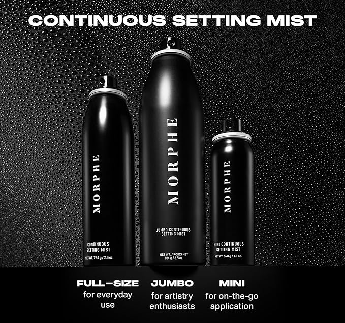 Morphe Mini Continuous Setting Mist - Micro-Fine, Travel Size Makeup Setting Spray with a Natural Radiant Finish - Helps Makeup Resist Caking or Fading & Increases Wear of Foundation (1.3 oz)
