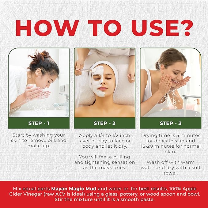 Mayan Magic Mud Powerful Deep Pore Cleansing White Kaolin Clay - Natural Face Mask Peel For Men And Women - USA Made Full Facial Skin Care - Spa Level Beauty Products That Cleanse Skin - 16 Oz
