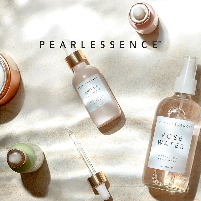 Pearlessence Argan & Vitamin E Facial Oil | Powerful Hydration to Help Balance, Revive & Rejuvenate Skin | & Paraben Free (1.83 Fl Oz, 2 Pack)