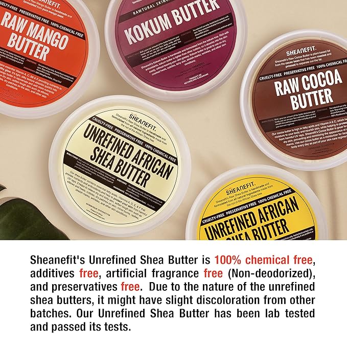 Sheanefit Raw Unrefined African Shea Butter, Natural Body Butter, Soft & Smooth Daily Moisturizer For Face & Body Ivory 8oz (Pack of 1)