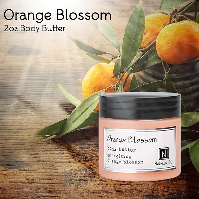 Nabila K Body Butter - Daily Moisturizer for Body Care - Skin Hydrating Deep Moisturizing - Natural Ingredients - Orange Blossom - 2 oz