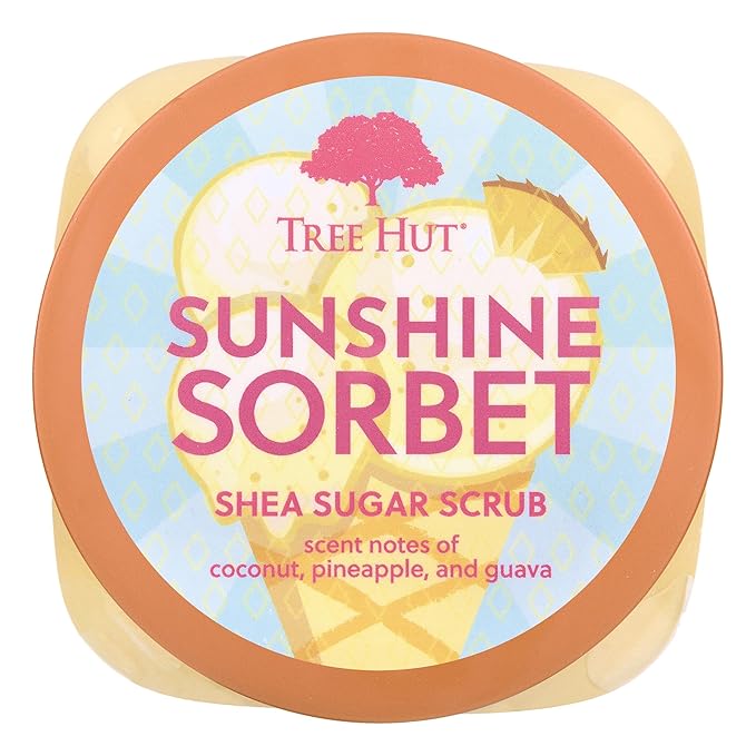 Tree Hut Sunshine Sorbet Shea Sugar Scrub, Exfoliating, Hydrating & Moisturizing Body Scrub with Shea Butter & Nourishing Essential Oils, Smooth & Soften Skin, 18 oz