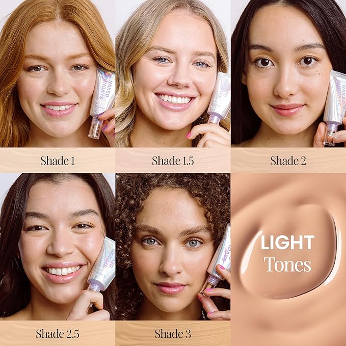 Naked Sundays BeautyScreen Peptide Foundation Tint - SPF 50 Tinted Sunscreen & Skincare Makeup with Zinc Oxide, Niacinamide - Lightweight Natural Coverage, 3 Warm Honey, 1.01 oz