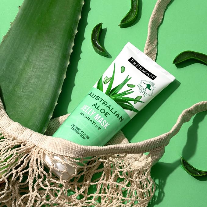 Freeman Exotic Blends Australian Aloe Jelly Mask, Leave-On Overnight Facial Mask, Calm, Soothe Irritation, & Hydrate Dry Skin, Clean Skincare, For All Skin Types, 6 fl. oz./175 ml. Tube