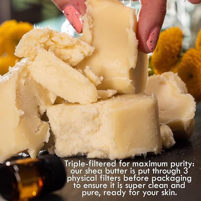 Raw Shea Butter – 100% Pure African Unrefined Shea Butter with Natural Smoky Scent | Moisturizer for Dry Skin & Hair, DIY Body Butter, Soap, Lip Balm – 8 oz Bar