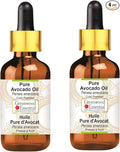 Greenwood Essential Pure Avocado Oil (Persea americana) with Glass Dropper Cold Pressed (Pack of Two) 100ml X 2 (6.76 oz)