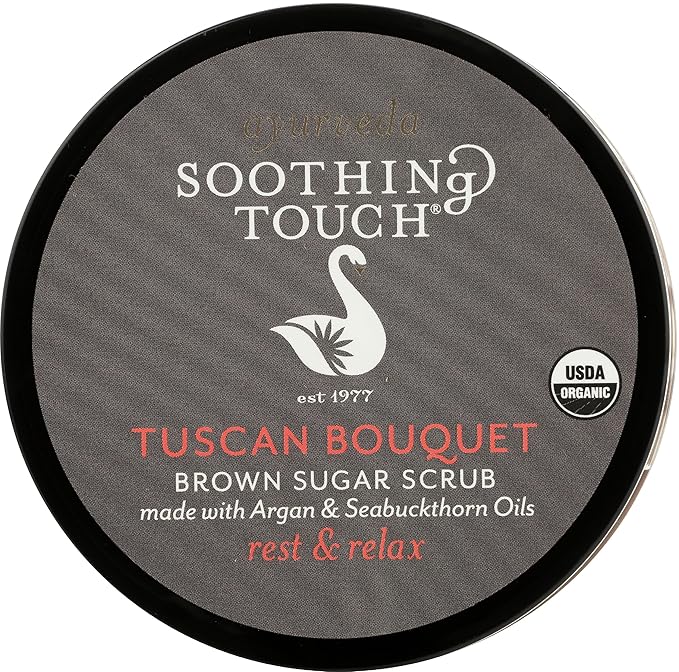 Soothing Touch Organic Herbal Brown Sugar Scrub, Tuscan Bouquet, 8 Oz