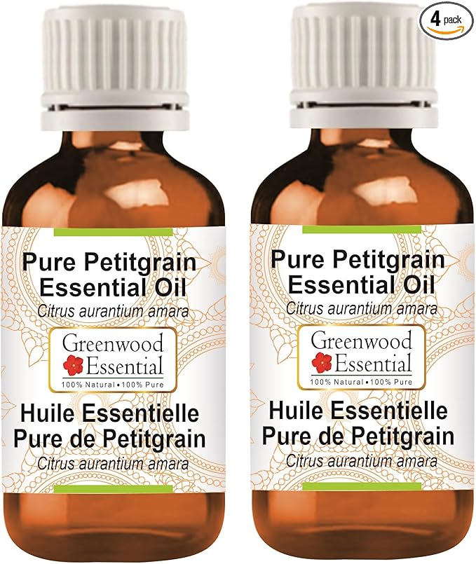 Greenwood Essential Pure Petitgrain Essential Oil (Citrus aurantium Amara) Steam Distilled (Pack of Two) 100ml X 2 (6.76 oz)