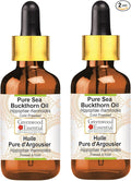 Greenwood Essential Pure Sea Buckthorn Oil (Hippophae rhamnoides) with Glass Dropper Cold Pressed (Pack of Two) 100ml X 2 (6.76 oz)