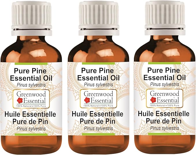 Greenwood Essential Pure Pine Essential Oil (Pinus sylvestris) Steam Distilled (Pack of Three) 100ml X 3 (10.1oz)