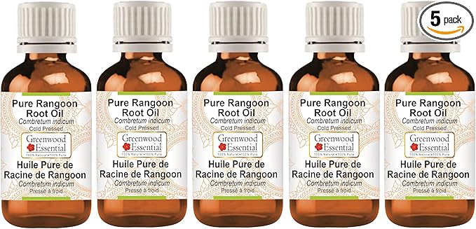Greenwood Essential Pure Rangoon Root Oil (Combretum indicum) Natural Therapeutic Grade Cold Pressed (Pack of Five) 100ml X 5 (16.9 oz)