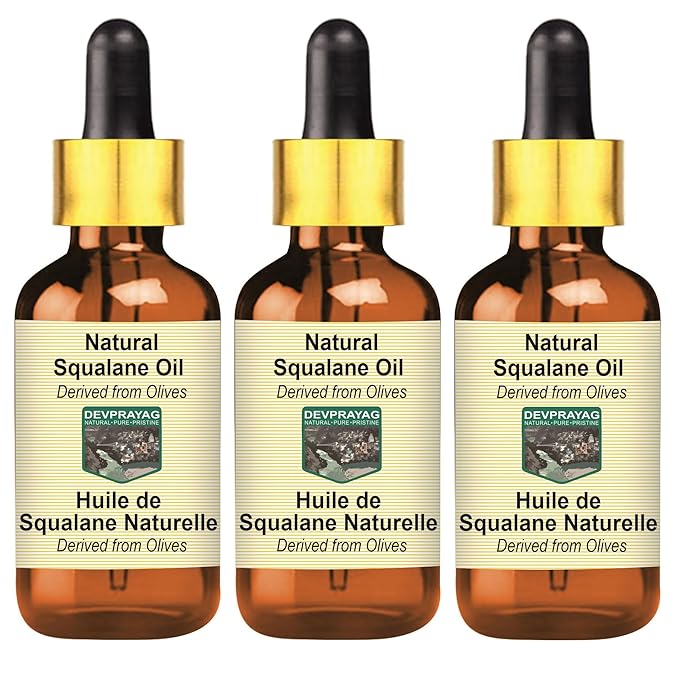 Natural Squalane Oil (derived from Olives) with Glass Dropper (Pack of Three) 100mlx3 (10 oz)